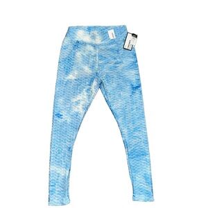 RUE21 White and Blue Tie-Dye Cinched Detail Leggings